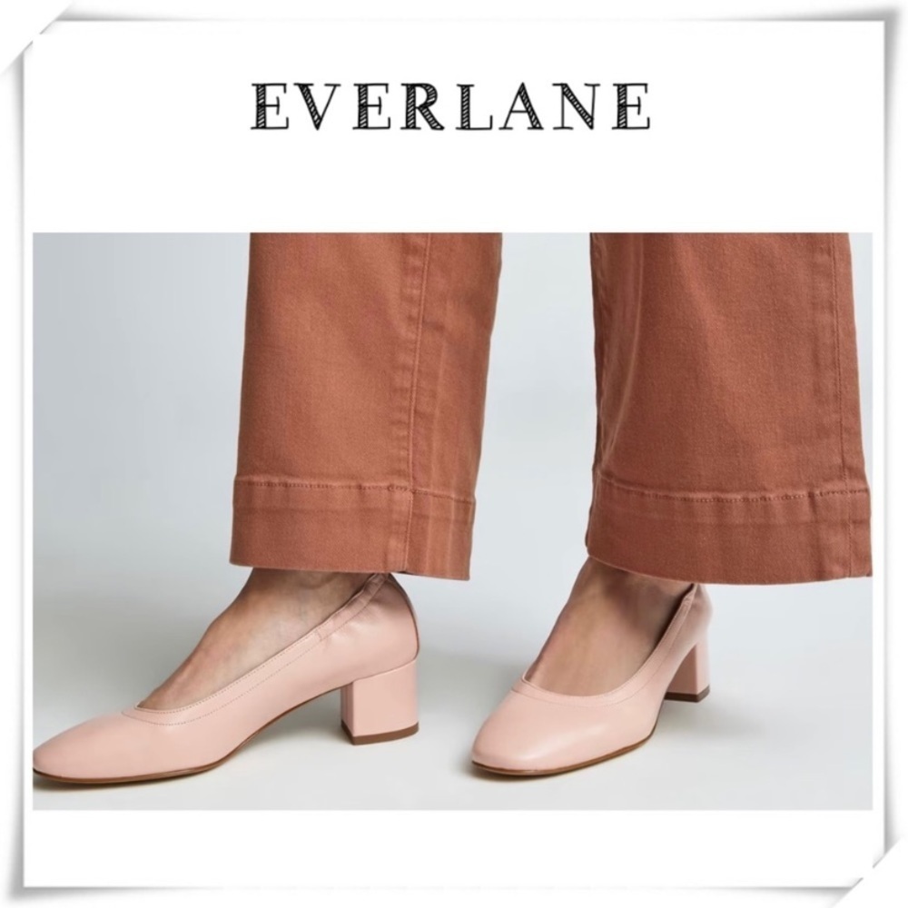 Everlane The Day Heel Round toe Block Heel Pumps in Pale Pink Size 7